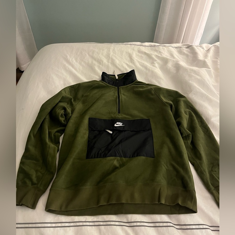 Nike Green Fleece Quarter Zip Sweater